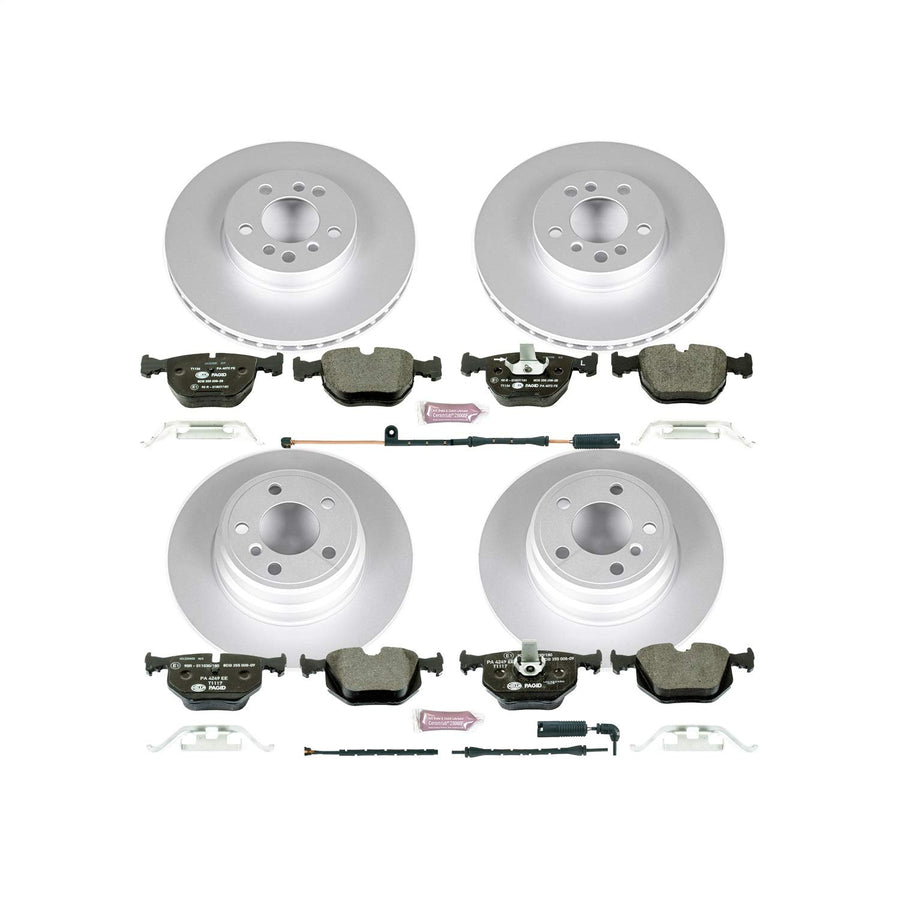 Power Stop ESK5718 Euro-Stop Front & Rear Brake Kit and 1 Front & 1 Rear Sensor Wires For BMW X5 2000-2006 [Model Specific]
