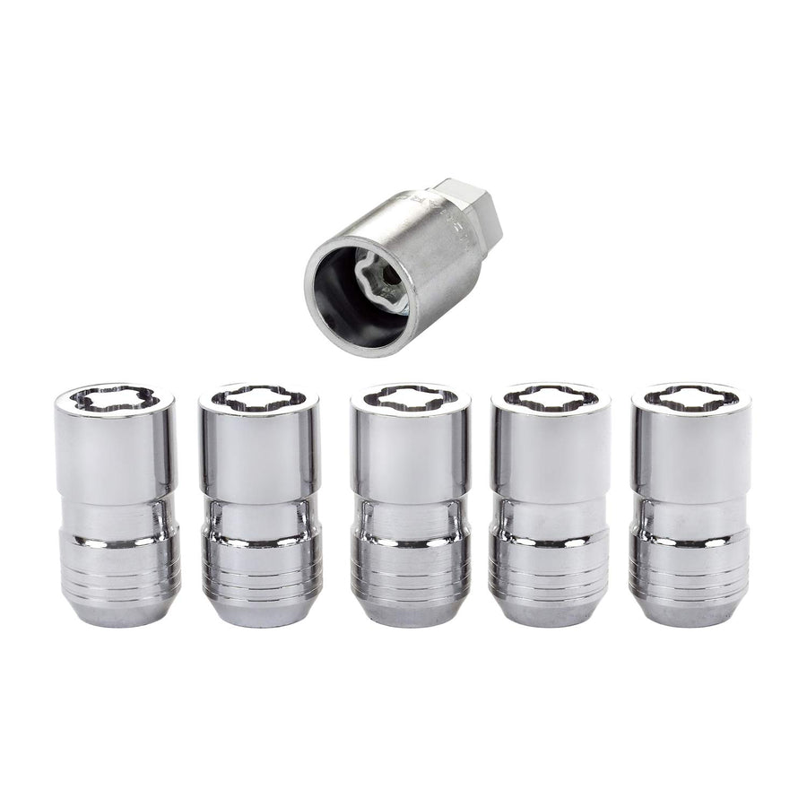Premium McGard Wheel Lock, 14 mm x 1.50 Thread, Cone Seat, Closed End, Key Included, Steel, Chrome, Set of 5