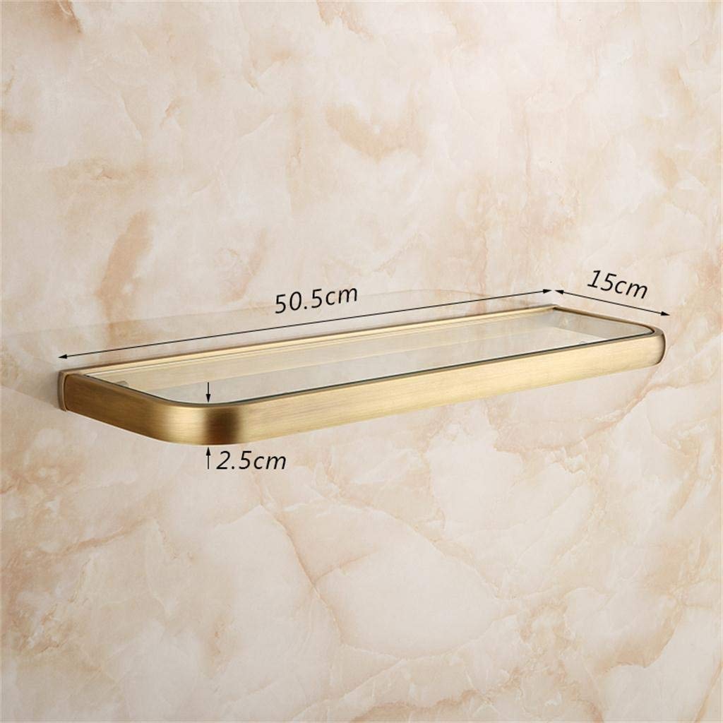 Antique Glass BTBT Singledeck Shelves, Wallmounted, Copper Bathroom Shelves, 50.5 * 15cm Bathroom Shelf