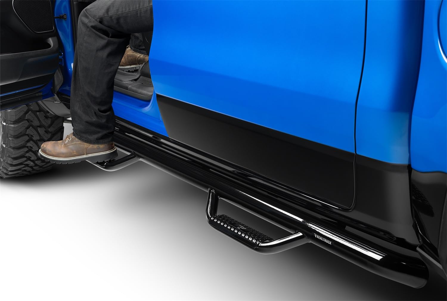 N-Fab Steps Nerf | Gloss Black, Cab Length | D0973QC | Fits 2009-2015.5 Dodge RAM 1500 Quad Cab All Beds, SRW Gas