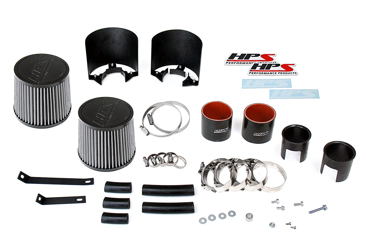 HPS 827-706P Performance Polish Shortram Air Intake Kit with Heat Shield Cool Ram, 1 Pack