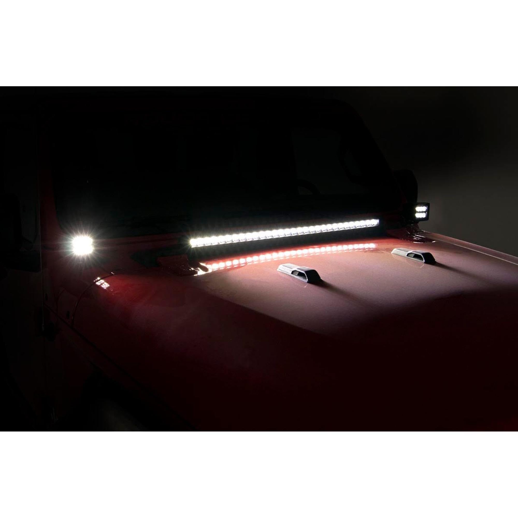 Rough Country 2" Dual LED Light Kit for Jeep Wrangler JL & Gladiator JT (2018-2025) - Lower Windshield Mount, 80W Spectrum Series, 9,600 Lumens, Wide Flood Beam