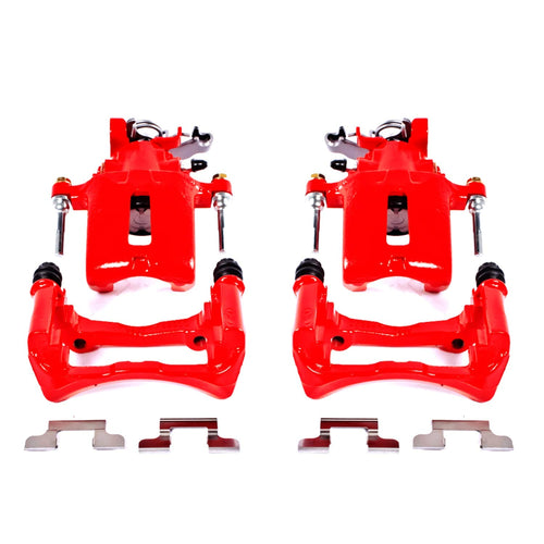 POWERSTOP Pair of High-Temp Red Powder Coated Rear Calipers for Ford Mustang 2005-2014 [Model Specific]