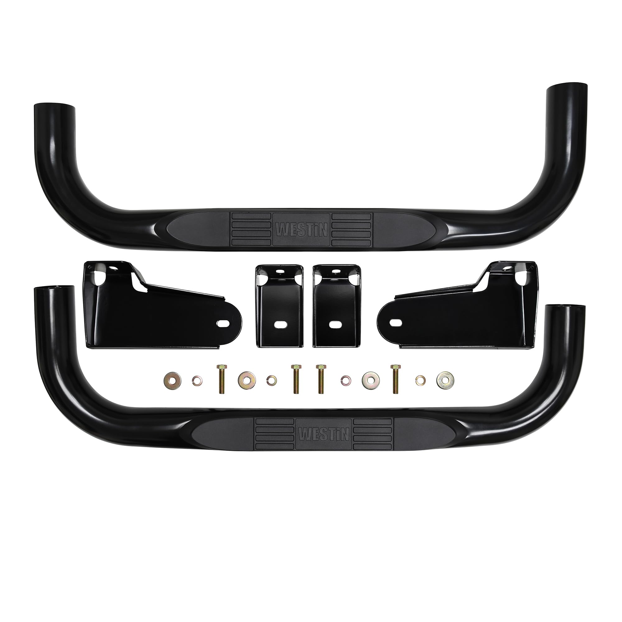 Westin E-Series 23-4115 3 Round Nerf Bars fits 2019-2025 Silverado Sierra 1500 Standard Cab Black Pair
