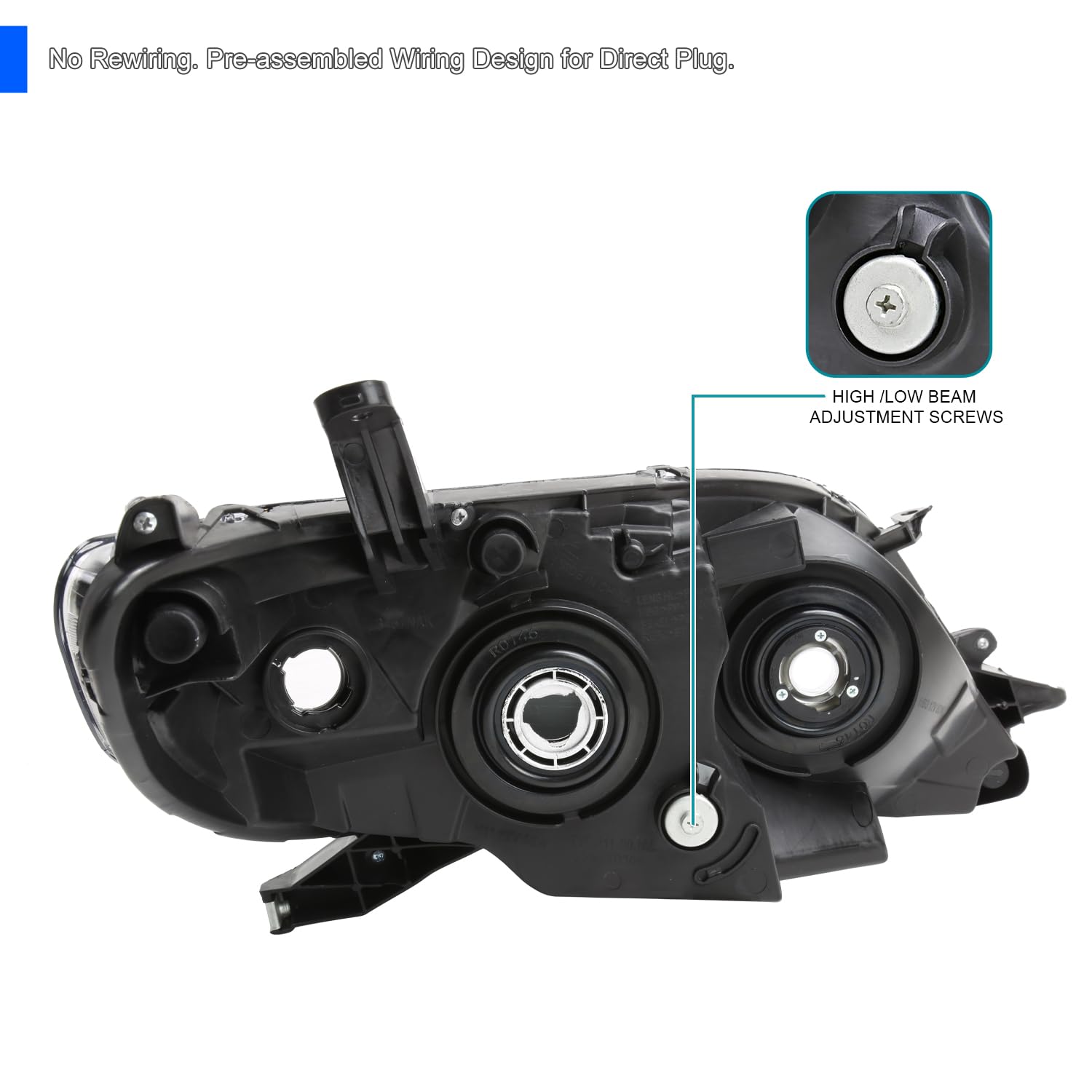 Black Projector Headlights SPEC-D TUNING Compatible with 2011-2020 Toyota Sienna, Left + Right Pair Headlamp Assembly