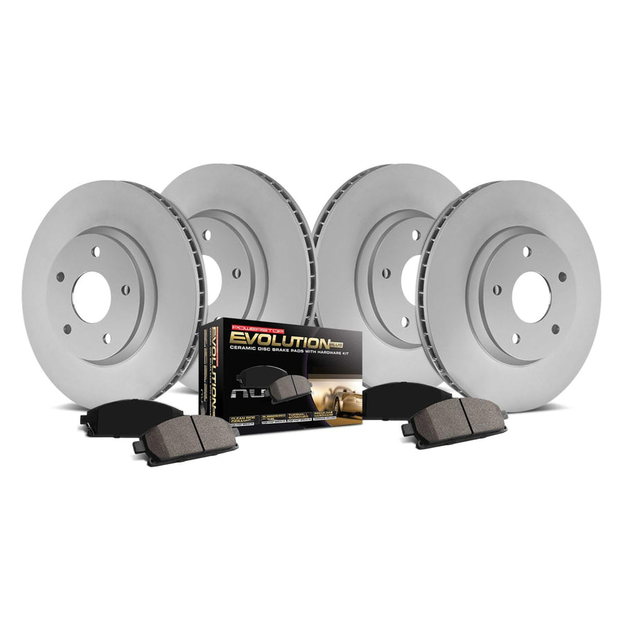 Brake Kit Power Stop Front and Rear For Volvo XC40 2019-2020 [Model Specific] Geomet Coated Brake Rotors and Brake Pads CRK8553