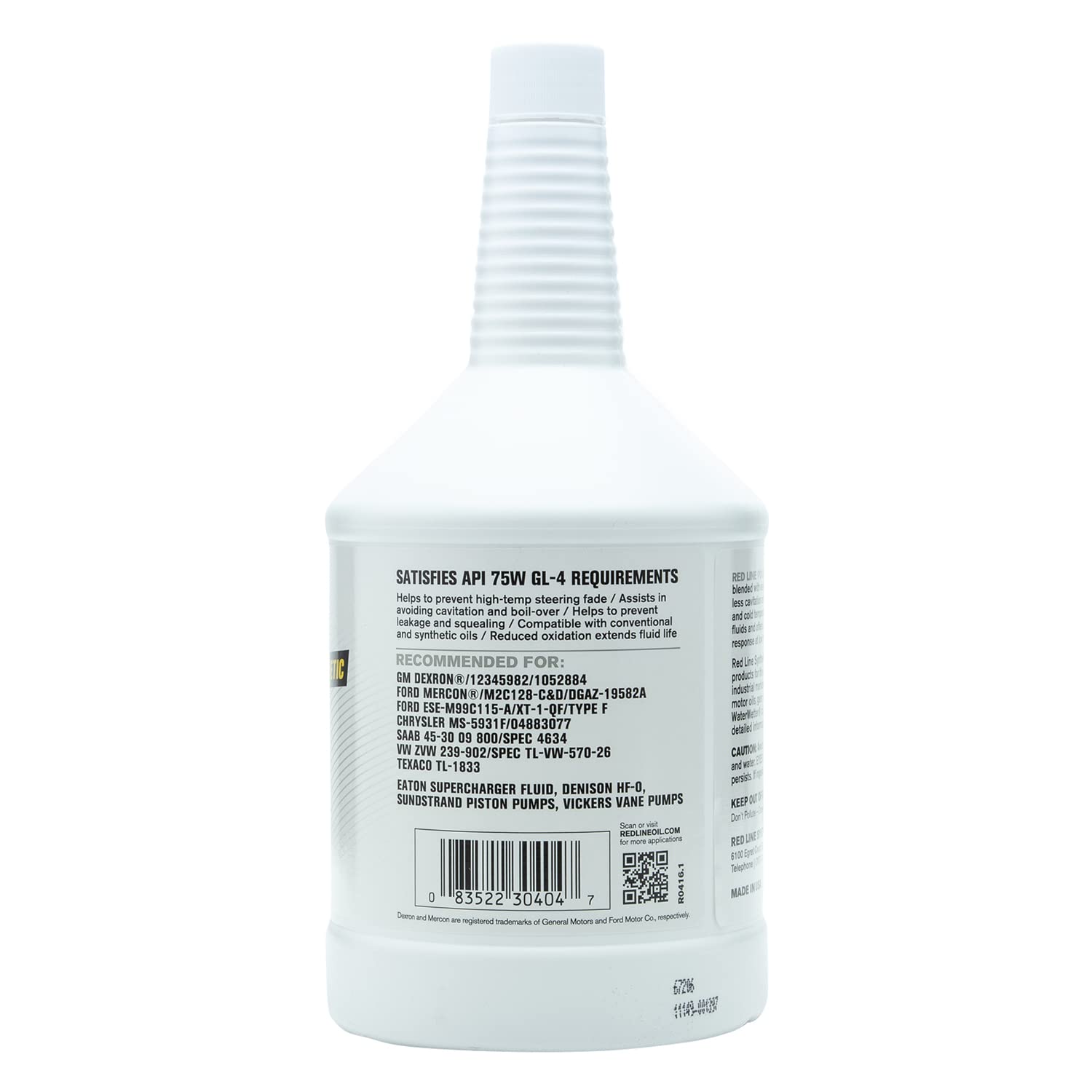 Power Steering Fluid Red Line 30404 - 1 Quart