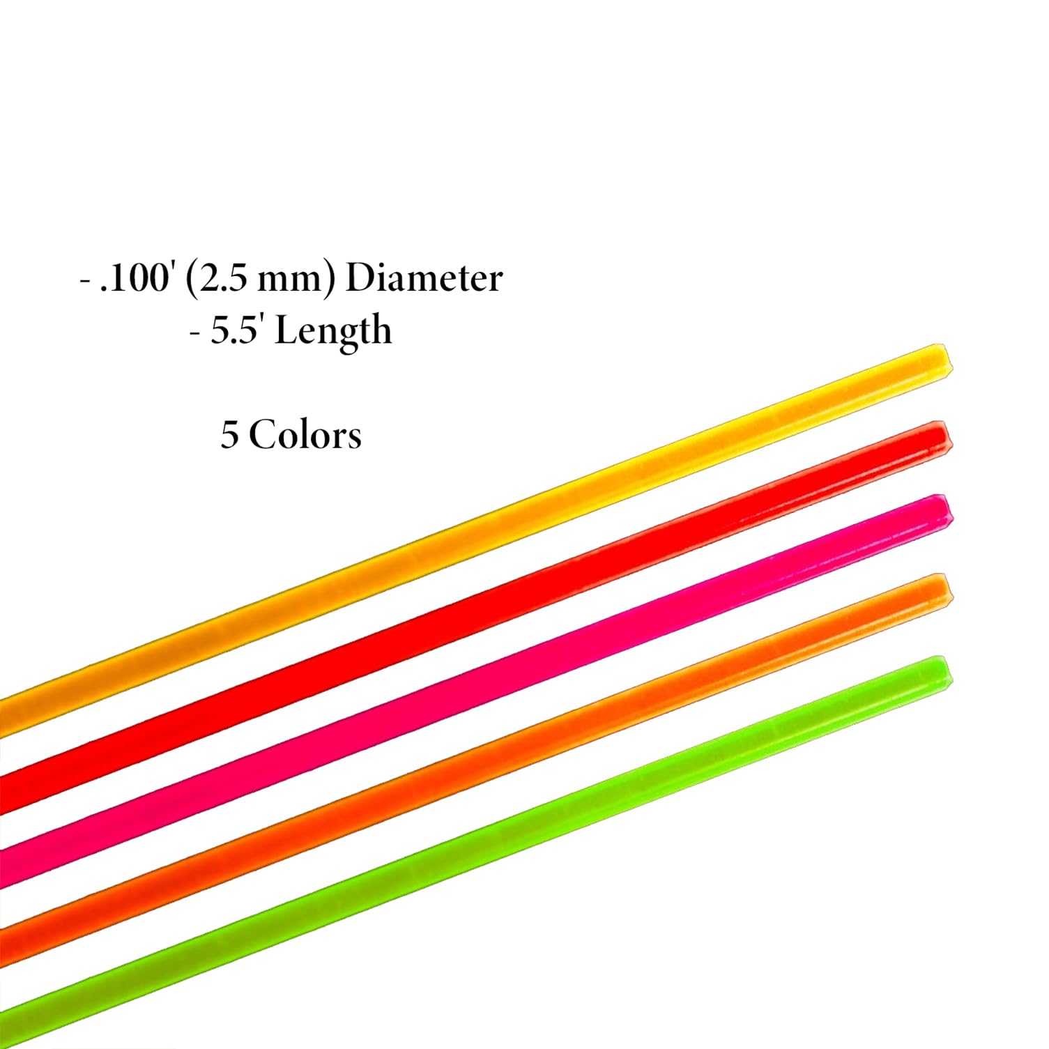 High-Visibility TRUGLO Replacement Fiber Optics for Firearm and Archery Sights - 5.5" Length; .100' (2.5 mm) Diameter; 5 Colors