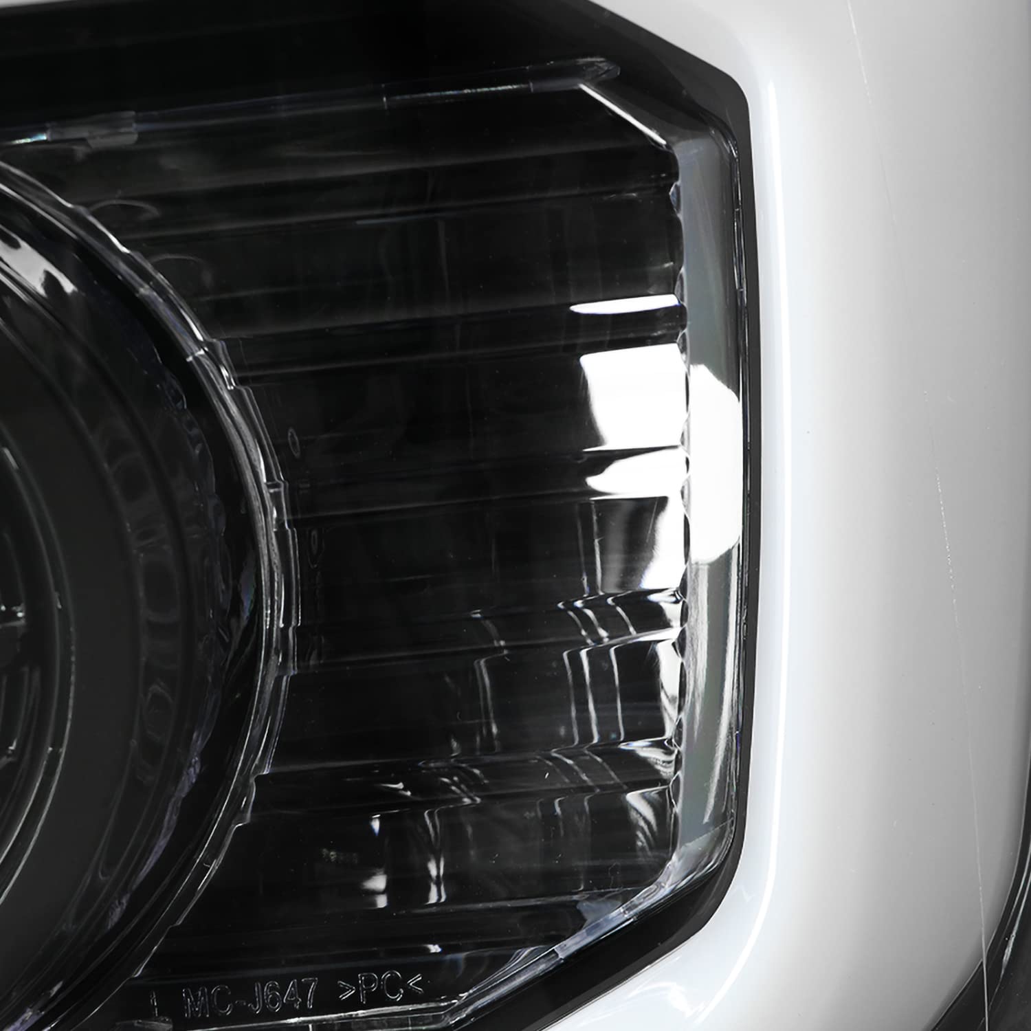 Jet Black SPEC-D TUNING DRL LED Strip Projector Headlights Compatible with 2007-2014 Chevy Avalanche, Tahoe, Suburban 1500 2500, Left + Right Pair Headlamps Assembly