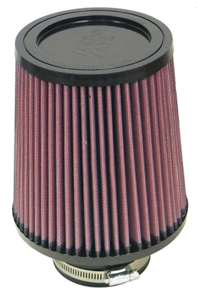 High-Flow K&N Original Lifetime Universal Clamp-On Air Filter: High Performance, Premium, Washable: Flange Diameter: 3 In, Filter Height: 6.5 In, Flange Length: 1.75 In, Shape: Round Tapered, RU-4730