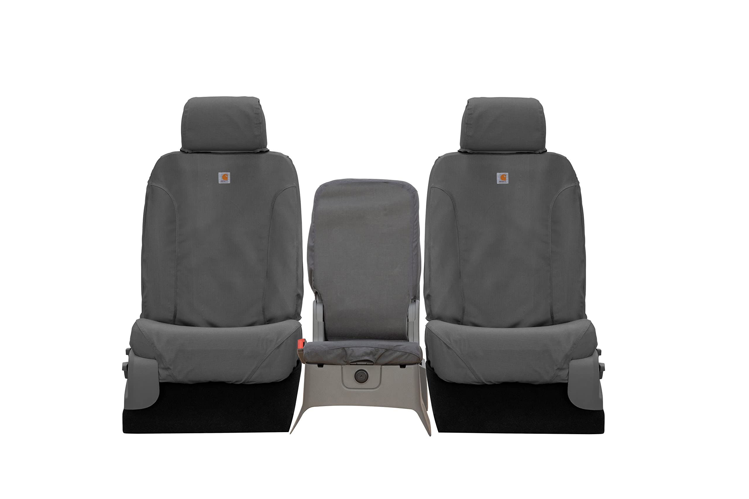 Covercraft Custom Seat Covers Carhartt SeatSaver | Fits 2015-2018 Ford F-150 | 1st Row 40/20/40 Bench Seat, Duck Weave Gravel