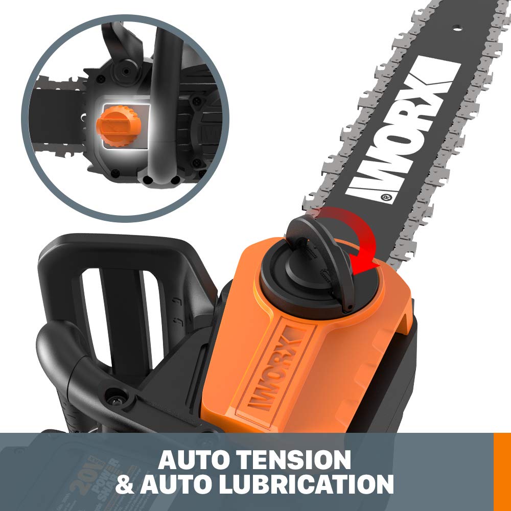 40V Worx 14" Cordless Chainsaw Power Share with Auto-Tension - WG384 (Batteries & Charger Included)