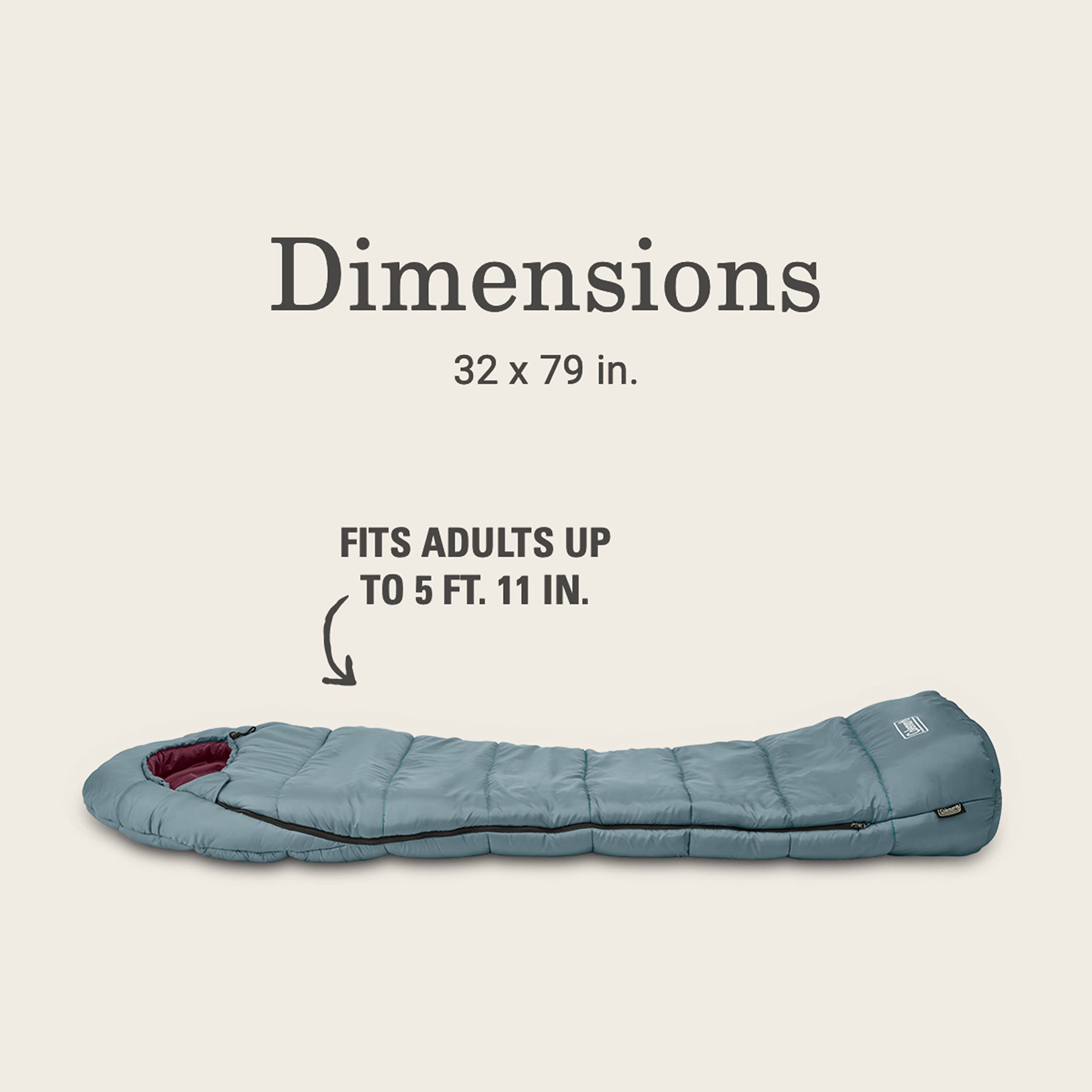 Tidelands Coleman Sleeping Bag—50° Mummy Sleeping Bag for Adults