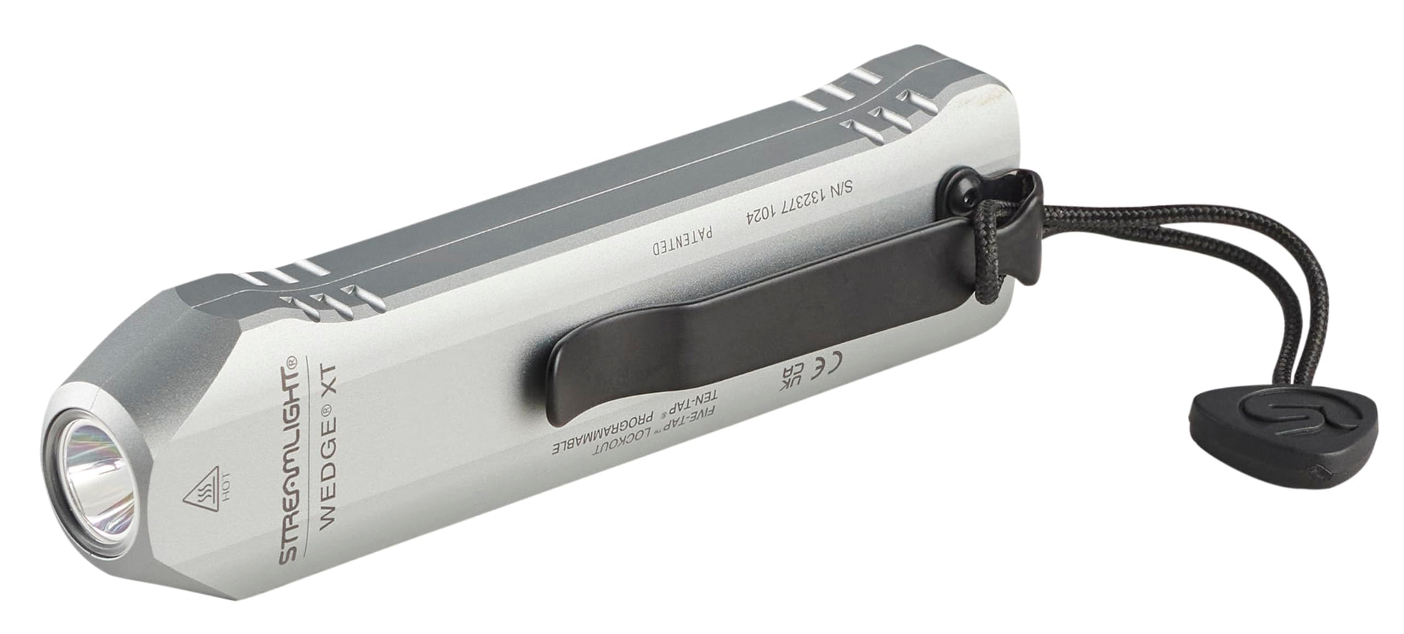 Wedge XT Streamlight 500-Lumen 1,900-Candela Flat Everyday Carry Flashlight, Includes USB-Cable and Pocket Lanyard, Silver