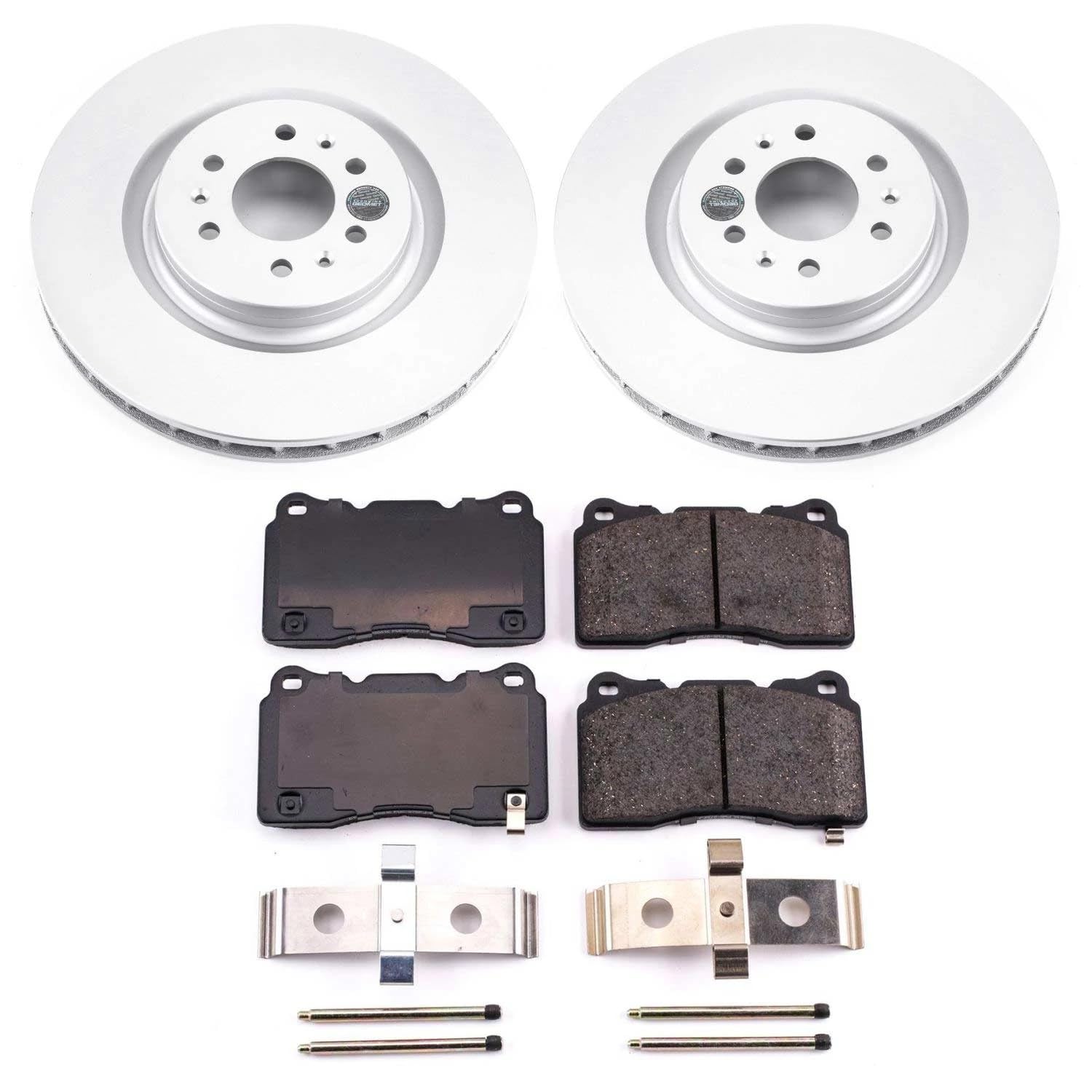Power Stop Front Coated Brake Rotors and Z17 Ceramic Brake Pads Kit CRK2944 For Cadillac CTS 2004-2007, Cadillac STS 2005-2011 [Model Specific]