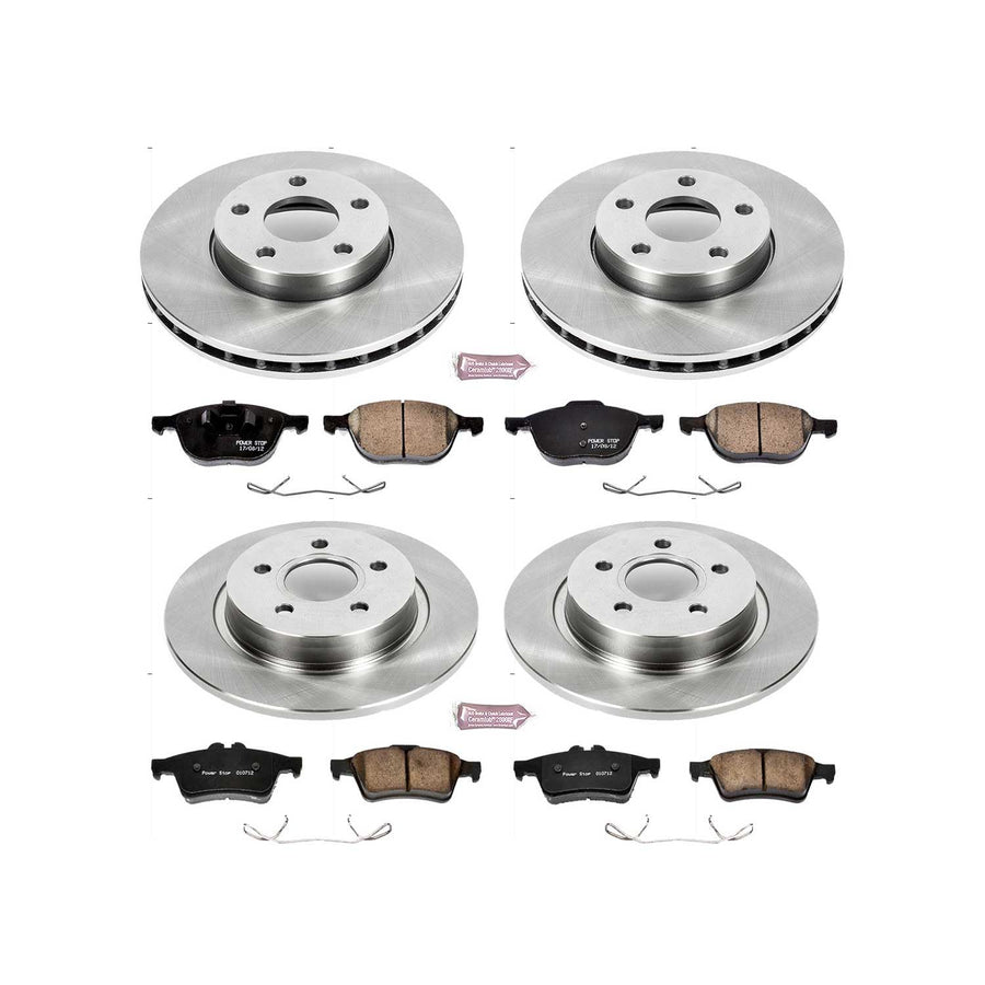 Power Stop KOE7635 Front and Rear Autospecialty Replacement Brake Kit - OE Brake Rotors & Ceramic Brake Pads For Volvo C30 2012-2013 Volvo S40 2004-2011 [Vehicle Specific]