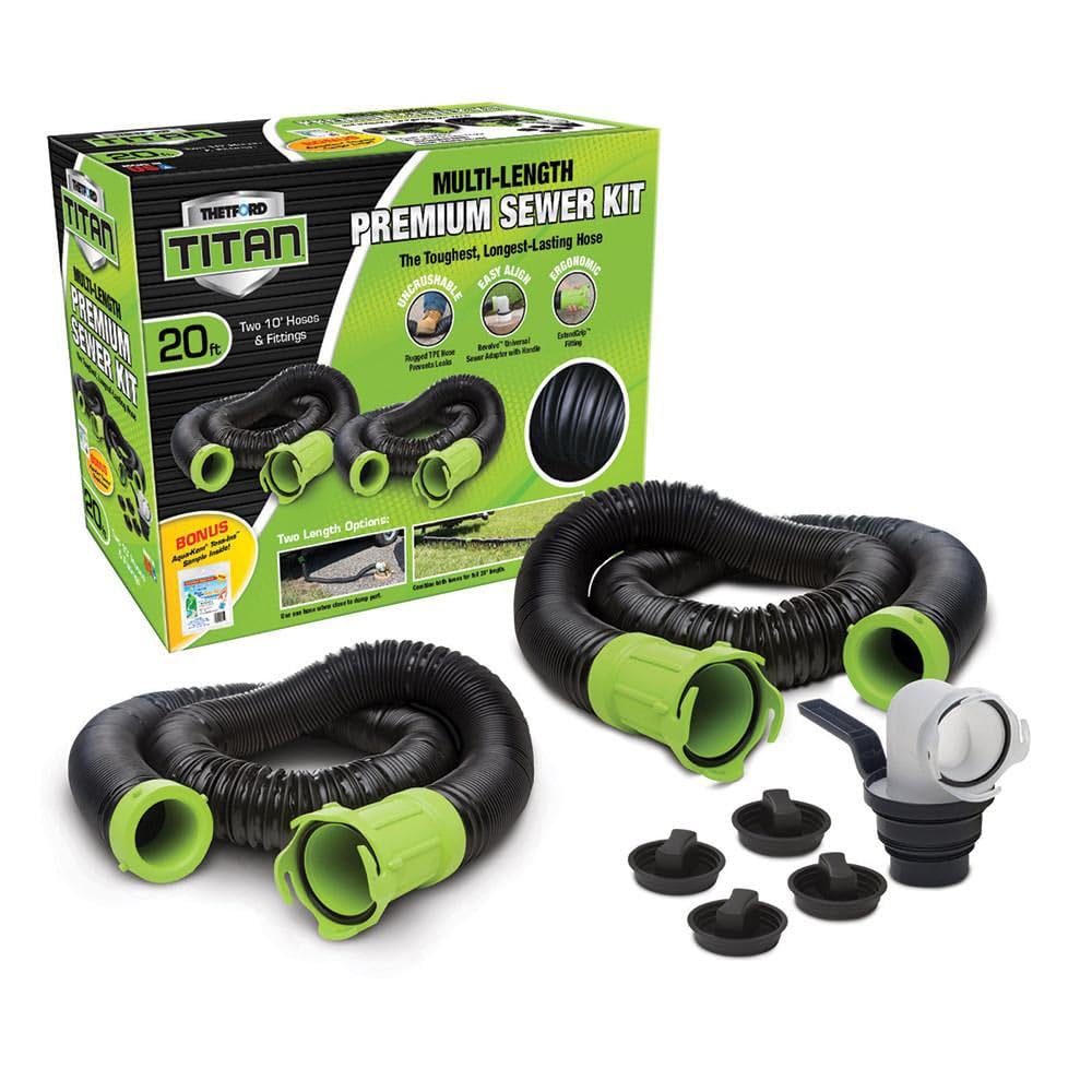 Titan Thetford 17853 15ft 15-Foot Premium RV Sewer Hose Kit-17853, Black/Green
