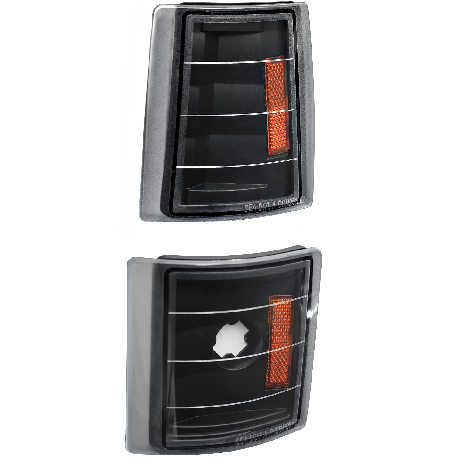 Black LED Tube Headlights + Bumper Parking + Corner Lights SPEC-D TUNING Compatible with 1994-1998 GMC C10 Pickup Sierra Suburban Yukon Left + Right Pair Assembly