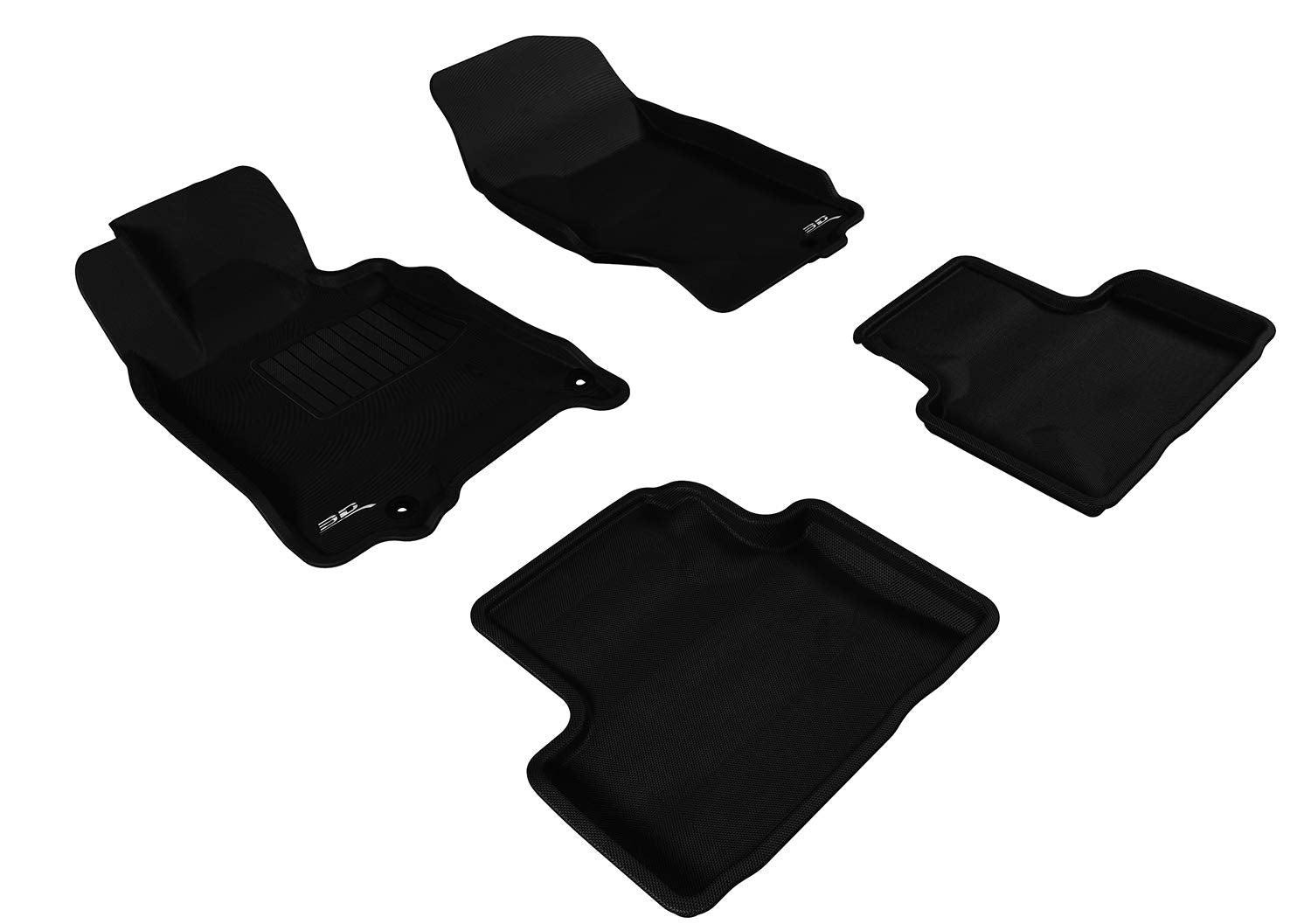 Kagu Floor Mat 3D MAXpider Custom Fit (Black) Compatible with Infiniti Q40 2015 / G35 / 37 Sedan 2007-2013 - R1 R2 (2 Eyelets)