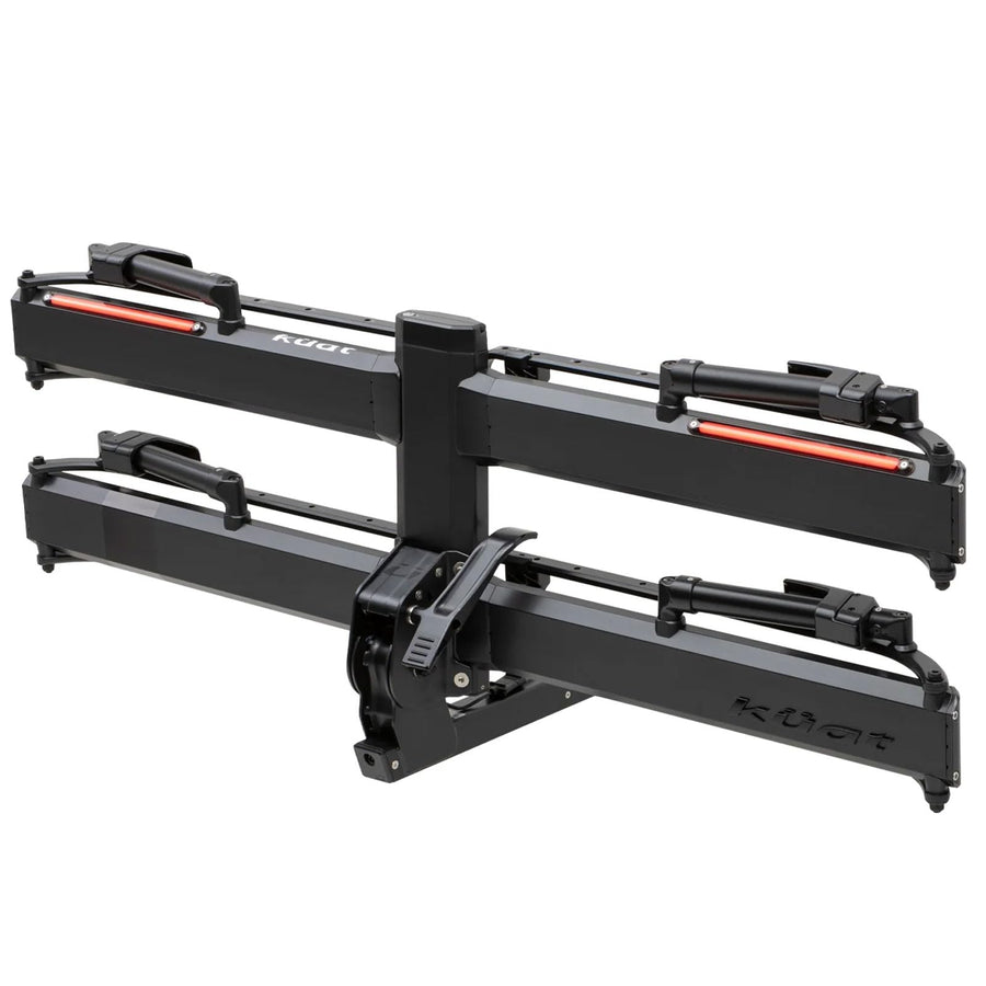 2" KUAT Piston Pro X LED Dual Ratchet Hitch Rack - Secure Rugged Kashima-Coated Portable Foldable Easy-to-Use No Frame Contact 2-Bike Hauling Platform with 53" Max Wheelbase & 5" Max Tire Width