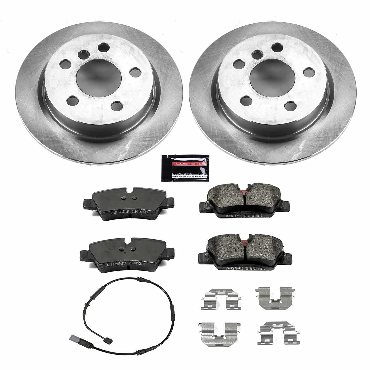 Power Stop Rear KOE7750 Stock Replacement Brake Kit and 1 Rear Sensor Wire For Mini Cooper 2014-2023 [Model Specific]