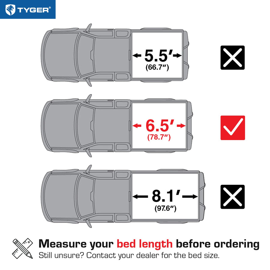 Tyger Auto T1 Truck Bed Soft Roll-up Tonneau Cover Compatible with 2022-2026 Toyota Tundra | 6.5' (79") Bed | TG-BC1T9063