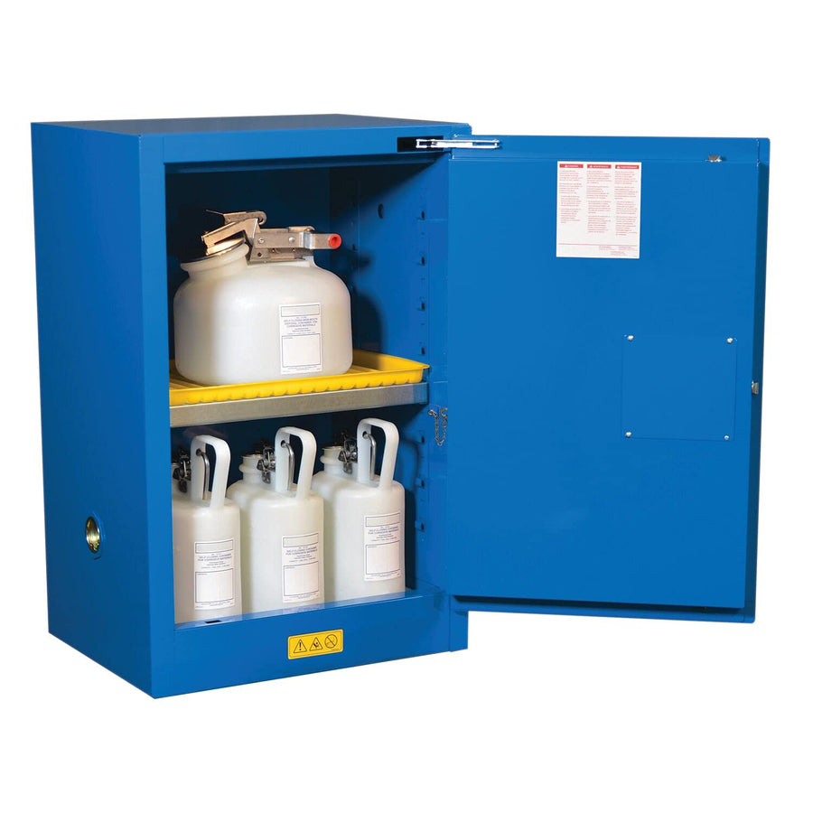 Justrite Hazardous Material Countertop Steel Safety Cabinet, 12 Gallon, Steel, Made in The USA, Blue, 861228