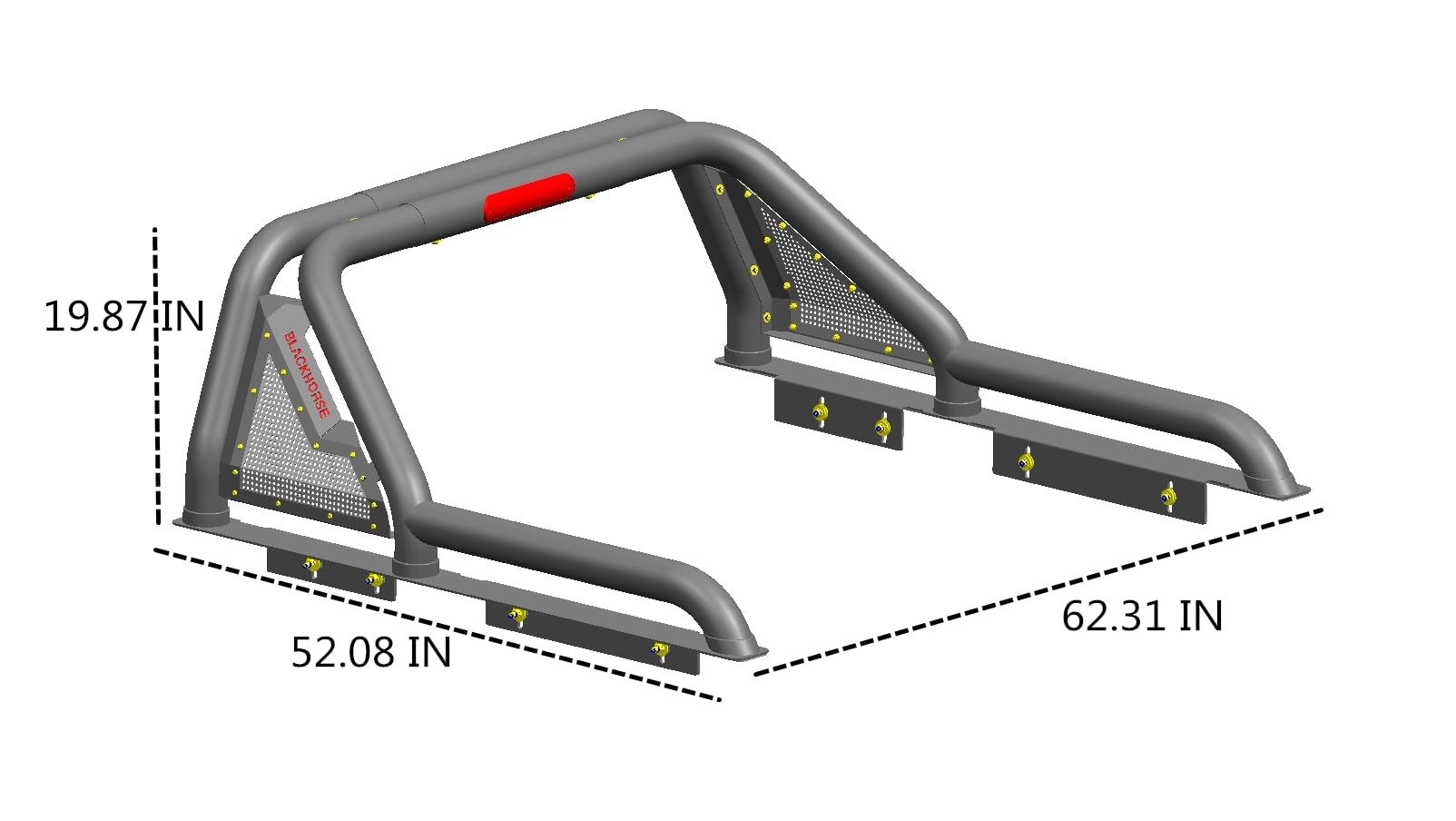 Gladiator Black Horse Roll Bar Incl.Set of 9" Black Round Led Light Modular Black Compatible with 2015-2024 GMC Canyon|2015-2024 Chevrolet Colorado|2015-2024 Toyota Tacoma-GLRB-03B-PL69B