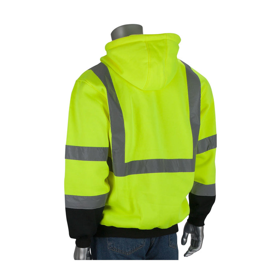 Black/Lime Yellow XL Polyester Fleece Cold Weather Sweatshirt PIP - 3 Pockets - Attached Hood - 616314-18552 [PRICE is per EACH]