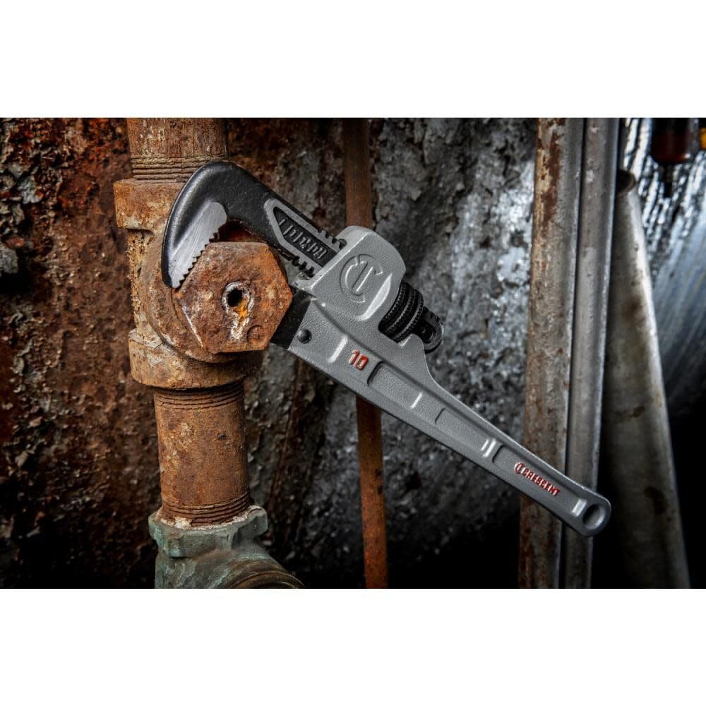 10" Crescent Aluminum Slim Jaw Pipe Wrench - MRO & Plumbing Wrench with Slim Jaw Design - Premium Hand Tool - CAPW10S