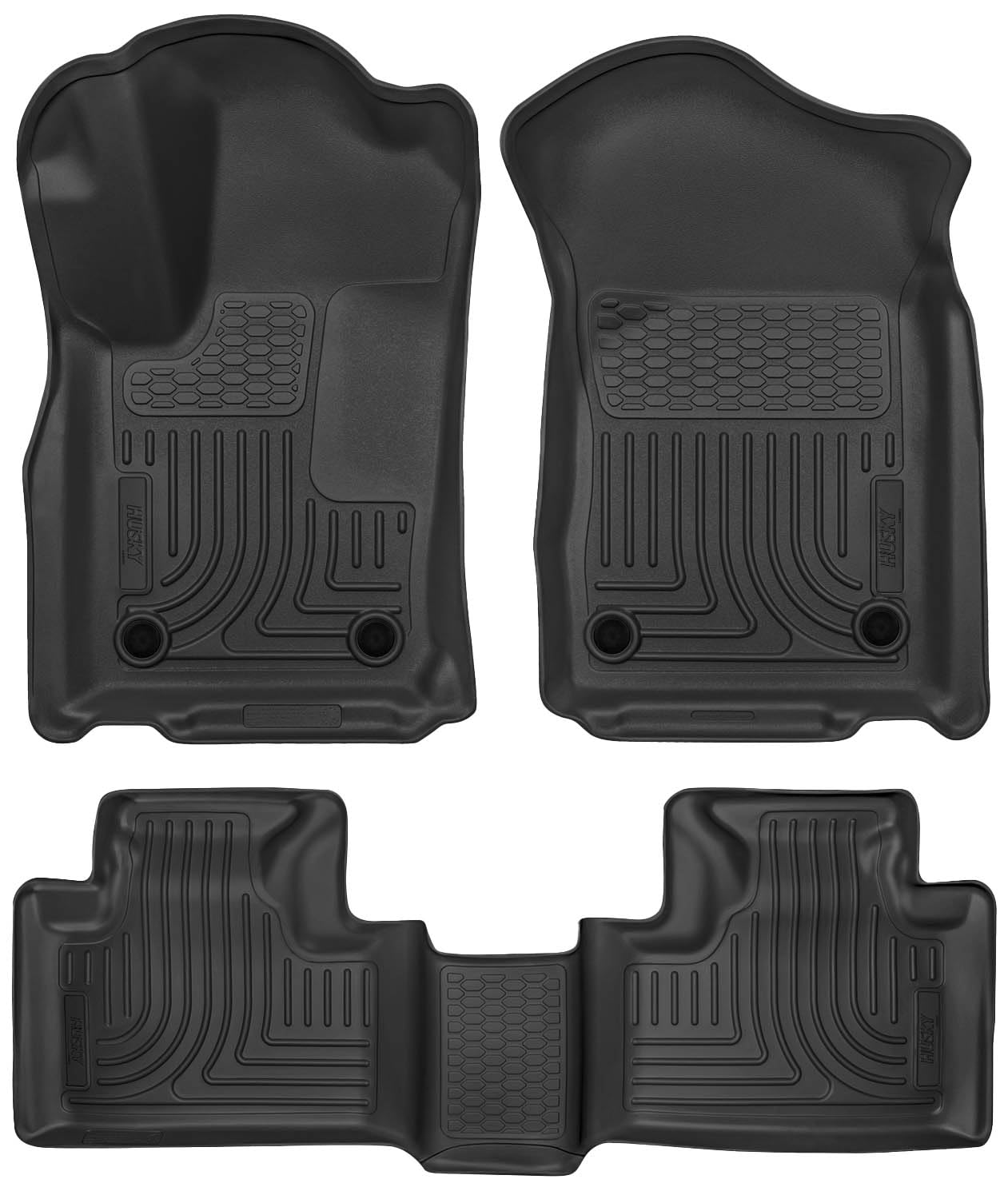 Weatherbeater Husky Liners Floor Mats | Fits 2016 - 2025 Dodge Durango; 2016 - 2021 Jeep Grand Cherokee; 2022 Jeep Grand Cherokee WK | Front & 2nd Row, 3-pc Black - 99151