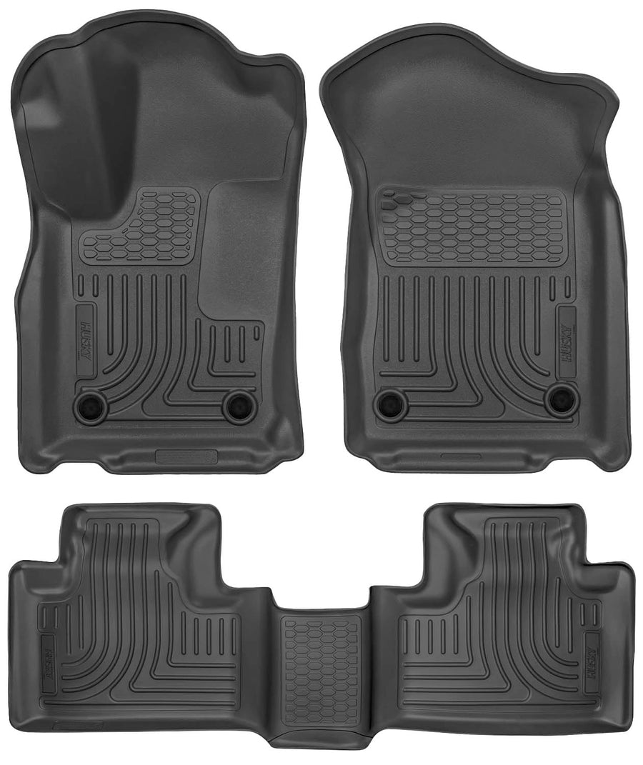 Weatherbeater Husky Liners Floor Mats | Fits 2016 - 2025 Dodge Durango; 2016 - 2021 Jeep Grand Cherokee; 2022 Jeep Grand Cherokee WK | Front & 2nd Row, 3-pc Black - 99151