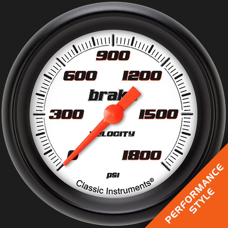 Velocy Classic Instruments VS367WBPF White 2 5/8" Brake Pressure Gauge Full Sweep