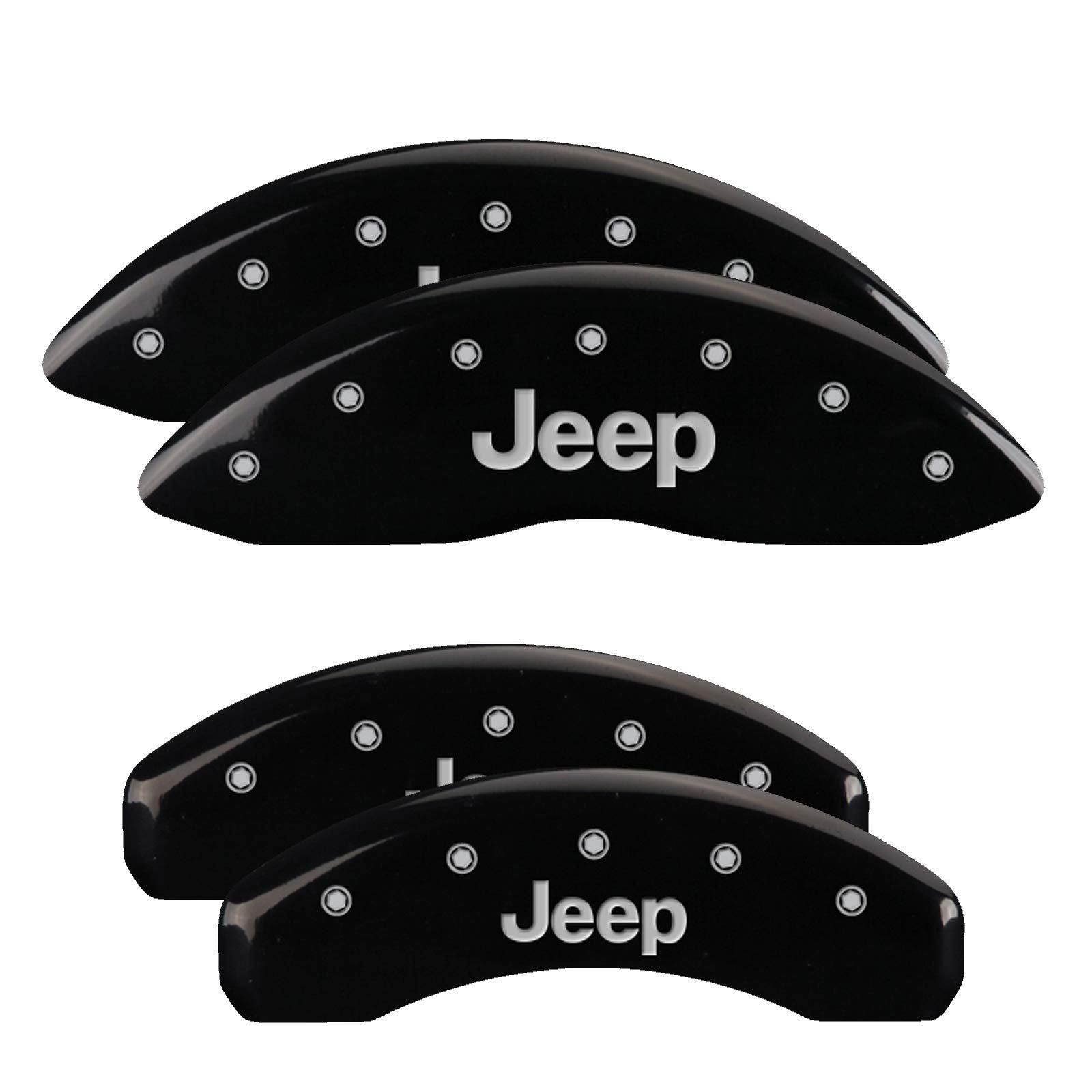 MGP Caliper Covers 'JEEP' 42002SJEPBK Engraved Caliper Cover with Black Powder Coat Finish and Silver Characters, (Set of 4)