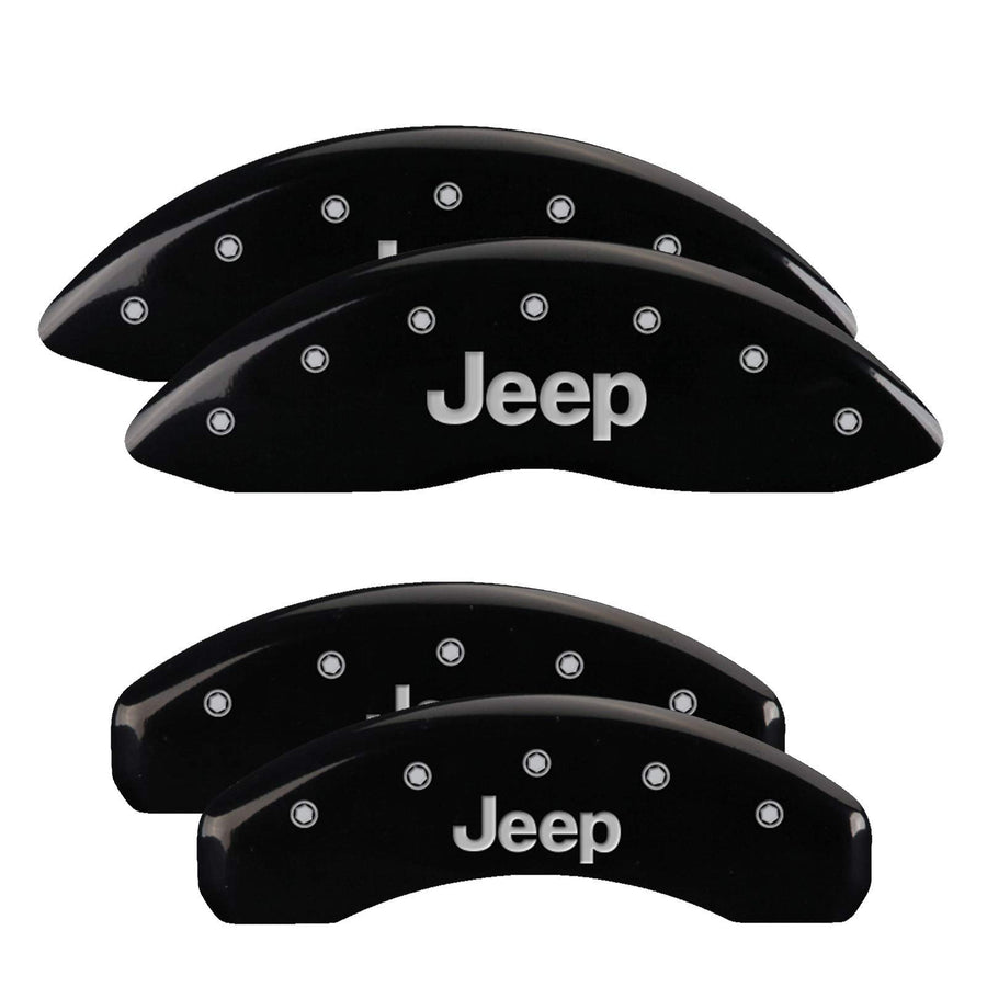 MGP Caliper Covers 'JEEP' 42002SJEPBK Engraved Caliper Cover with Black Powder Coat Finish and Silver Characters, (Set of 4)