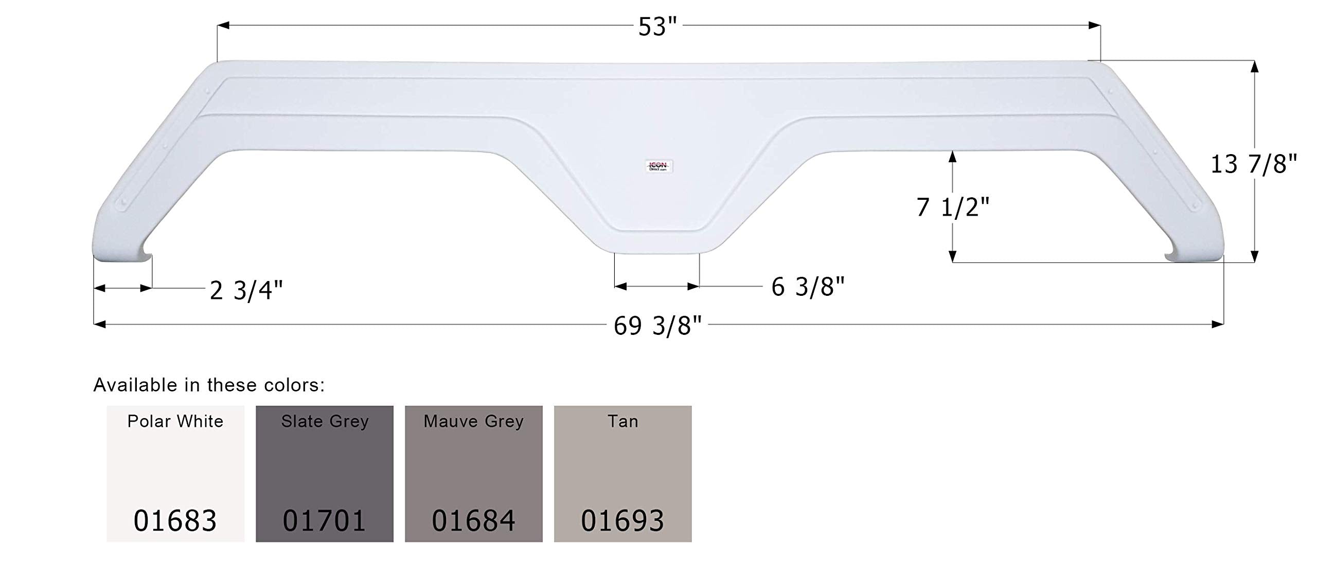 Tandem Axle Fender Skirt ICON 01683 FS788 for Glendale - Polar White