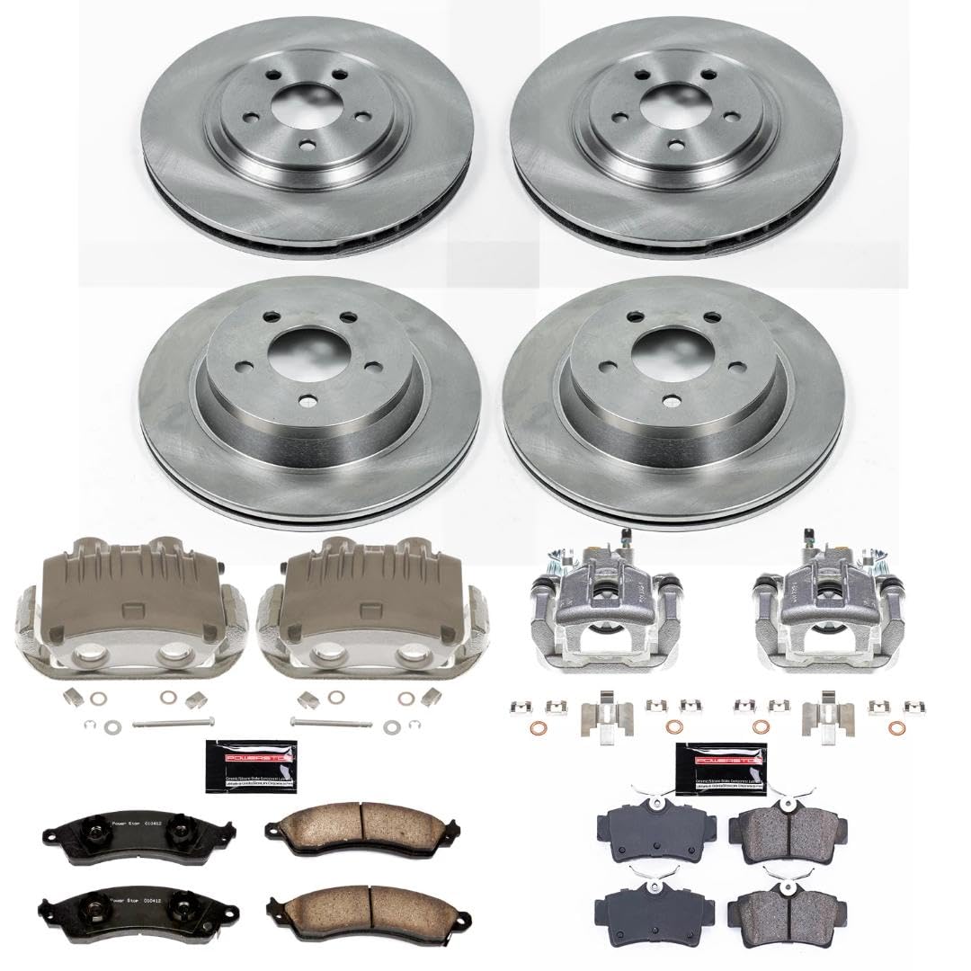 Power Stop KCOE1305D Front and Rear Autospecialty Caliper Kit-Replacement Rotors, Ceramic Brake Pads, Calipers For Ford Mustang 1994-1998 [Model Specific]