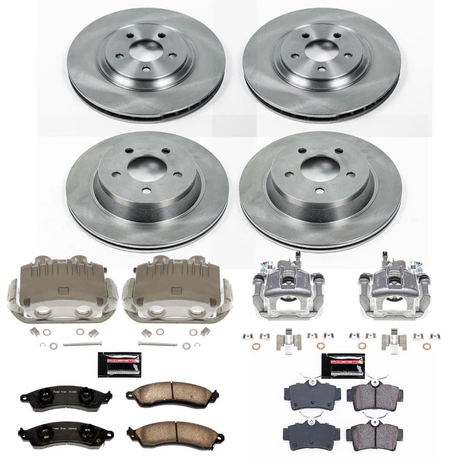 Power Stop KCOE1305D Front and Rear Autospecialty Caliper Kit-Replacement Rotors, Ceramic Brake Pads, Calipers For Ford Mustang 1994-1998 [Model Specific]