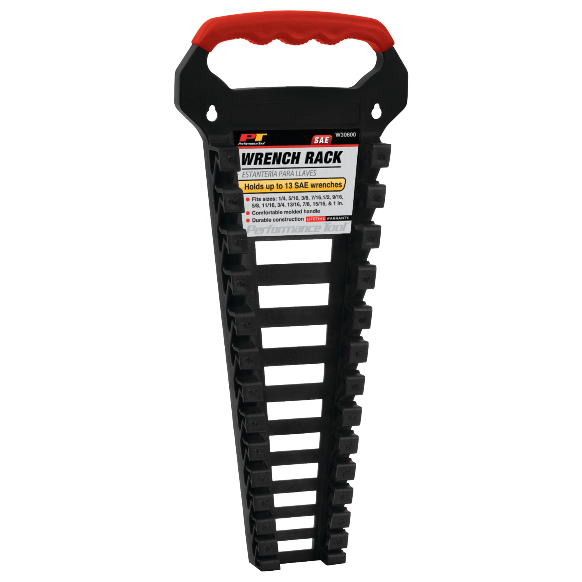 Wrench Organizer Performance Tool W30600 Impact Resistant with Comfortable Handle - Fits 13 Sizes from 1/4 to 1-Inch