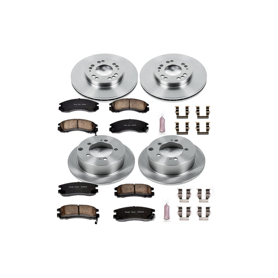 POWERSTOP Autospecialty KOE802 Front and Rear Replacement Brake Kit-OE Brake Rotors & Ceramic Brake Pads For Eagle Talon, Mitsubishi Eclipse, Mitsubishi Galant [Model Specific]