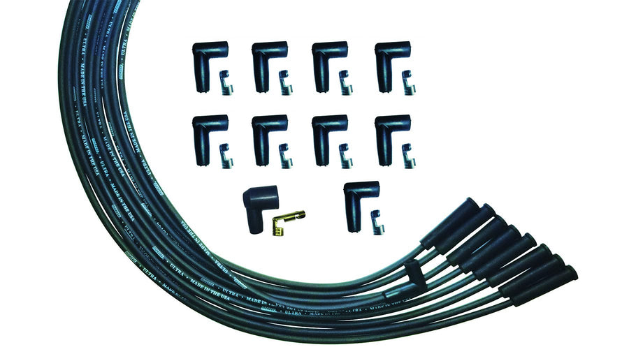 Ultra Series Moroso 51001 Universal V8 Black Spark Plug Wires, Straight Plug Ends, HEI Distributor