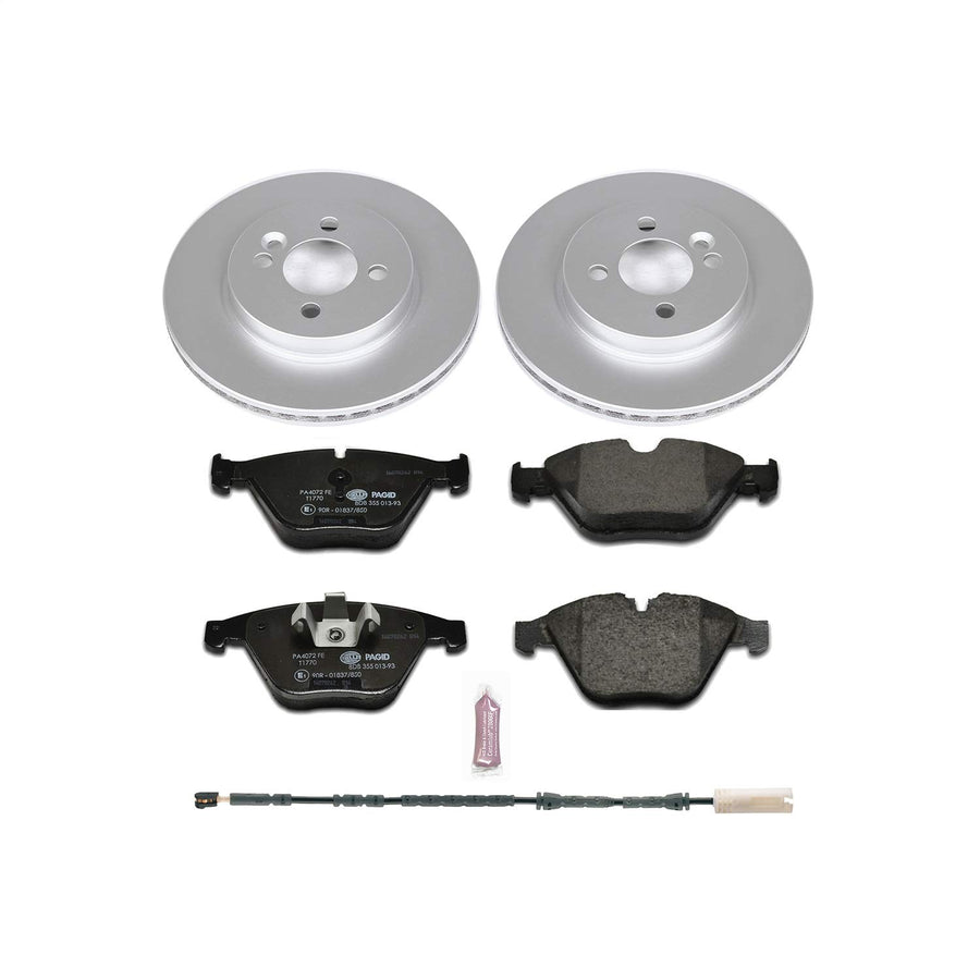 Power Stop ESK6073 Euro-Stop Front Brake Kit and 1 Front Sensor Wire For BMW 328i xDrive 2011-2013, BMW X1 2013-2015 [Model Specific]
