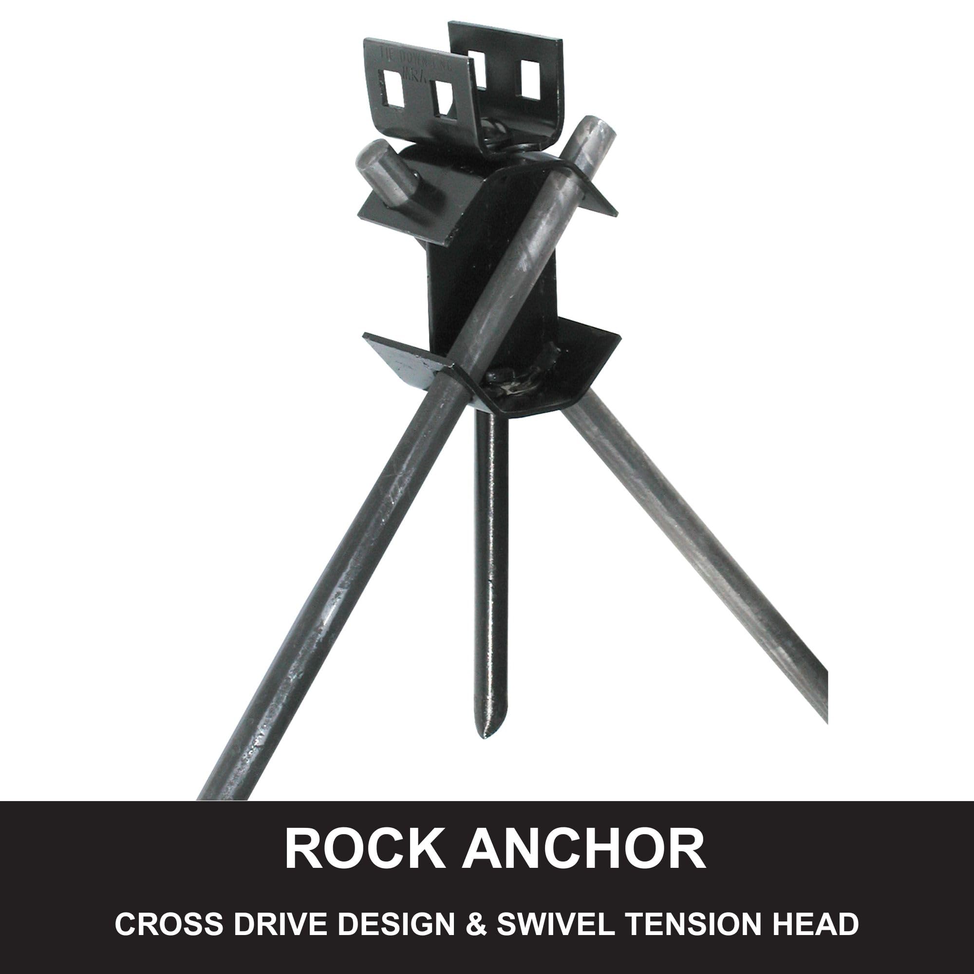 Cross Drive Tie Down Rock Anchor – Heavy-Duty 30” Anchor with Swivel Head for Secure Rock Installation 1 in Box