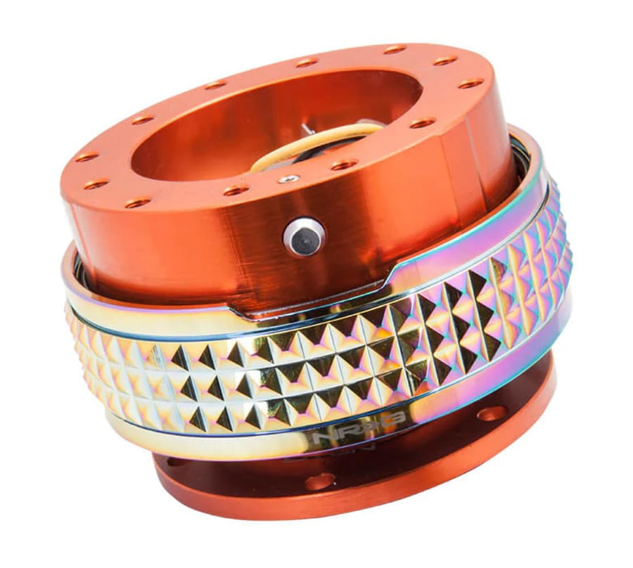 NRG Innovations Gen 2.1 NRG-SRK-210OR-MC Steering Wheel Quick Release Adapter Kit, 6x70 and 6x74mm Bolt Patterns Orange Body/Neochrome Pyramid Ring