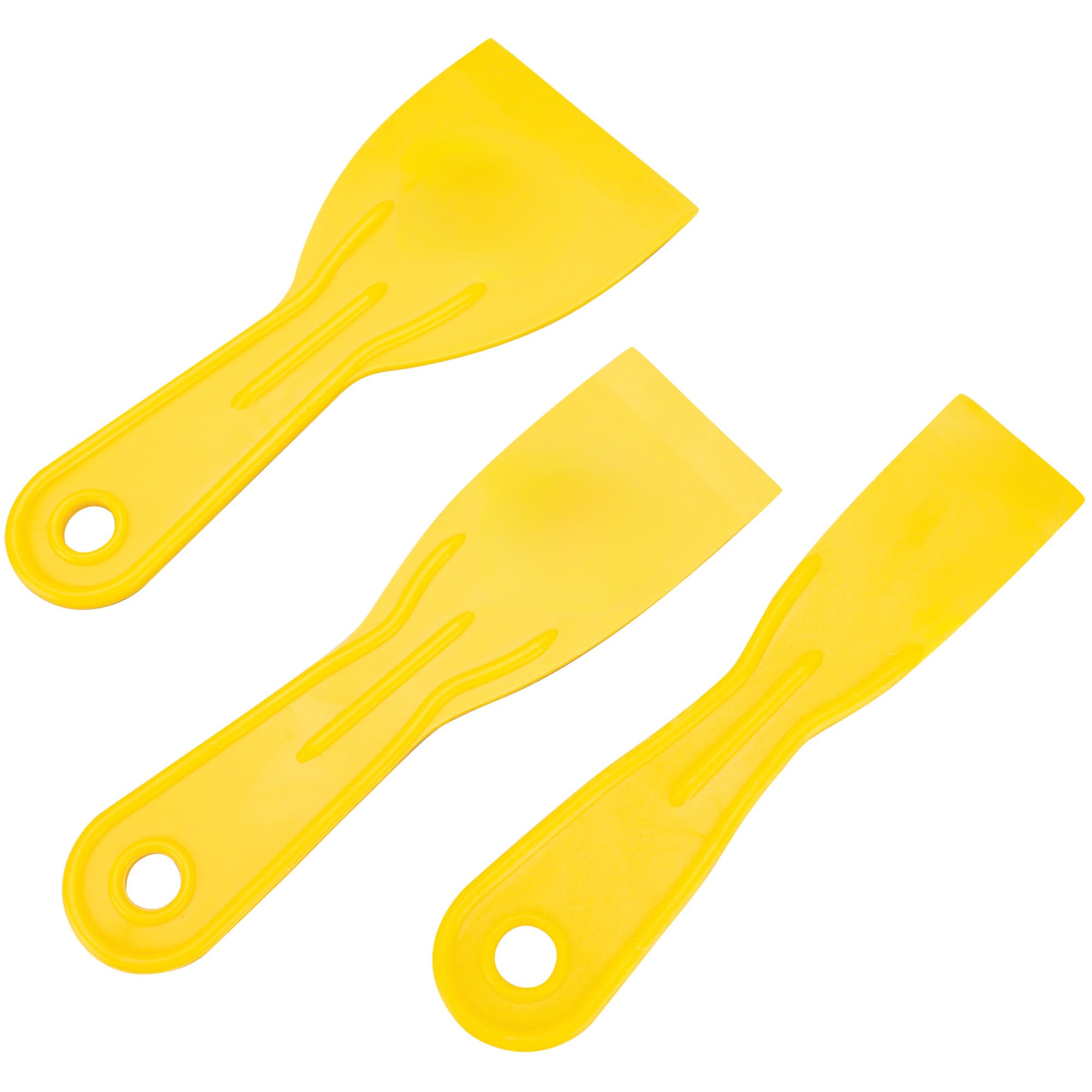 3 Pc. Performance Tool Plastic Putty Knife Set 1.5-3 In., Durable Polypropylene, Angled Edges, Contoured Blades, Yellow