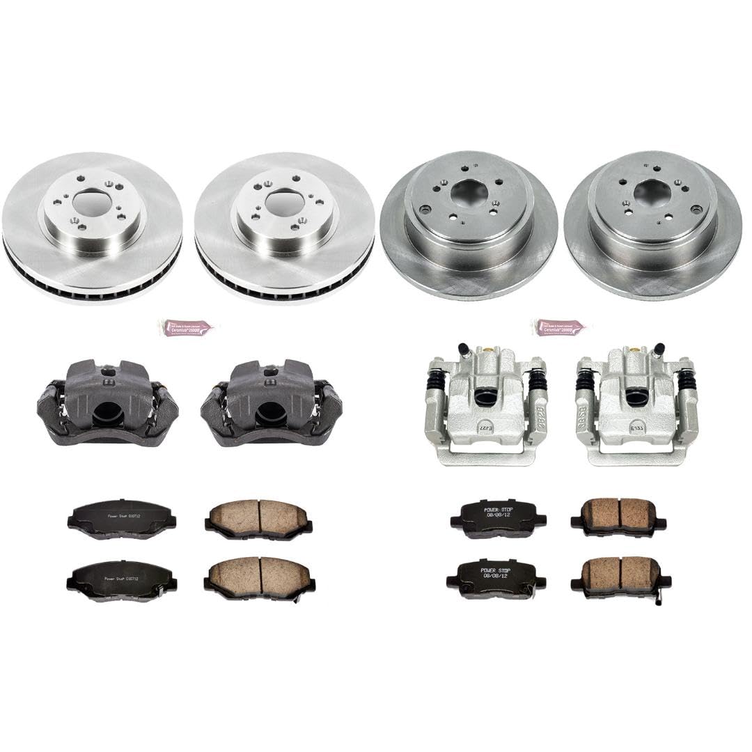 Power Stop KCOE2303 Replacement Autospeciality Front and Rear Caliper Kit- OE Rotors, Ceramic Brake Pads, Calipers For Honda Pilot 2003-2008 [Model Specific]