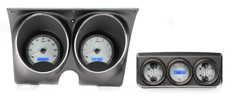 Dakota Digital VHX-67C-CAC-S-B Gauge System Compatible with 1967 Chevy Camaro/Firebird with Console Gauge Kit Silver Alloy Blue