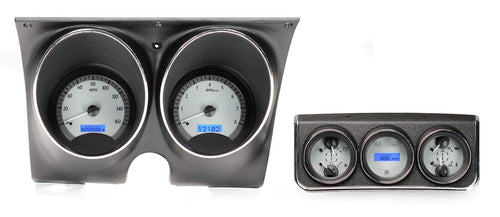 Dakota Digital VHX-67C-CAC-S-B Gauge System Compatible with 1967 Chevy Camaro/Firebird with Console Gauge Kit Silver Alloy Blue