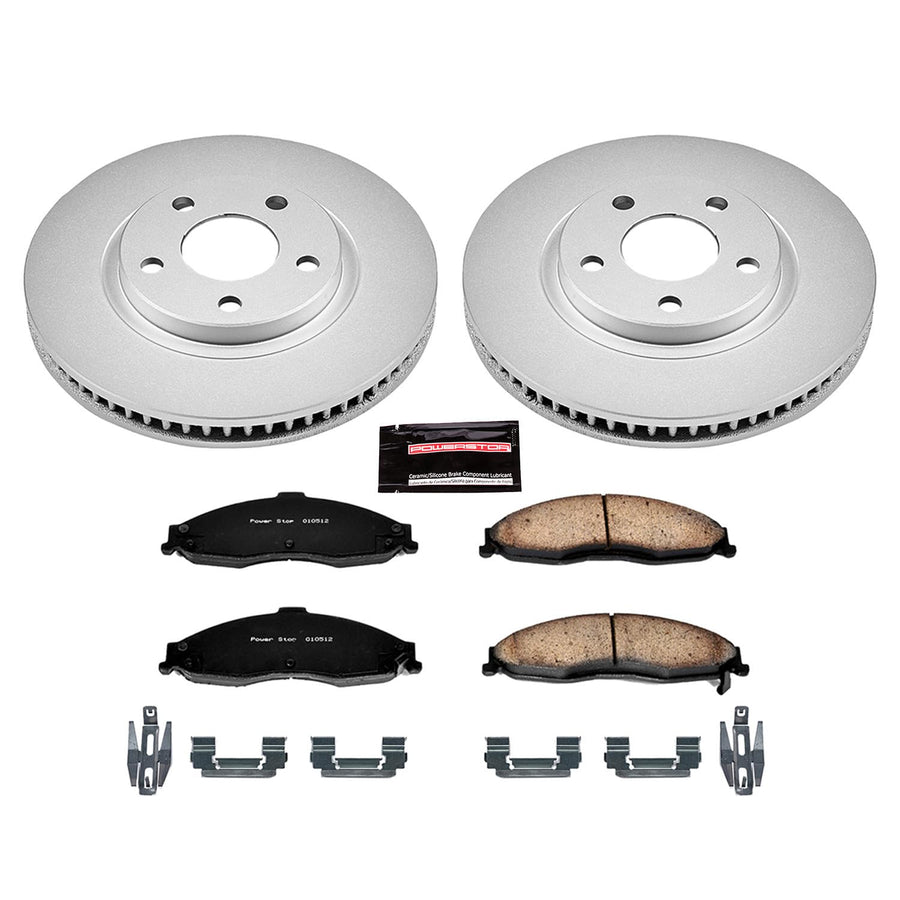 Power Stop Coated CRK1547 Brake Rotor & Ceramic Brake Pads- front For Chevrolet Camaro 1998-2002, Pontiac Firebird 1998-2002 [Model Specific]