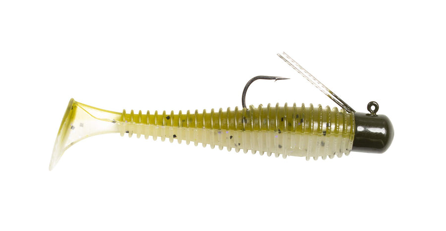 Finesse Swimbait Lunkerhunt Pre-Rigged, Perfect Pumpkin – Soft Bait Fishing Lure with Realistic Design, Weedless Mushroom Head Jig, Weighs ¼ oz, 3” Length